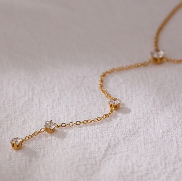 Exquisite Bling CZ Layered Long Necklace - Picture 3 of 8